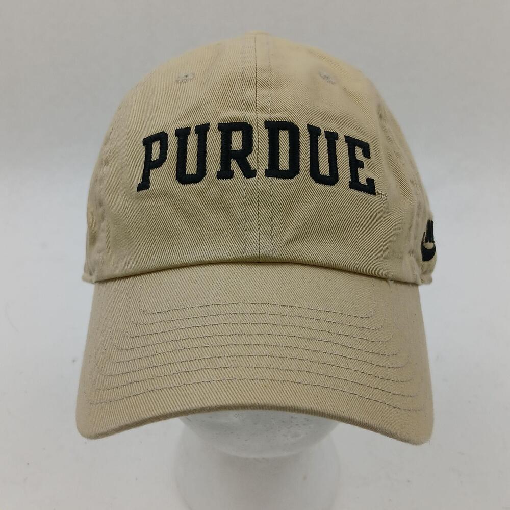 Purdue Boilermakers Hat Cap Strap Back Mens Large Beige NCAA Basketball Nike